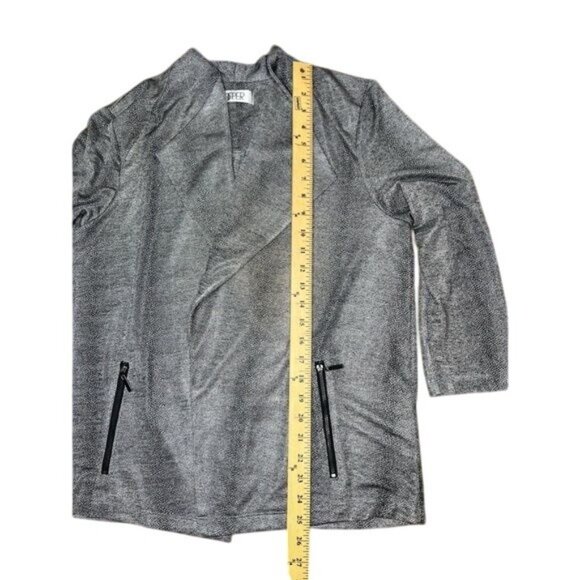 Kasper Gray Open Front Waterfall Cardigan Jacket With Zipper Pockets Large - Picture 9 of 13
